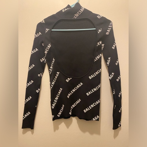 Balenciaga Turtleneck Ribbed Sweater Open Back M - Picture 13 of 15